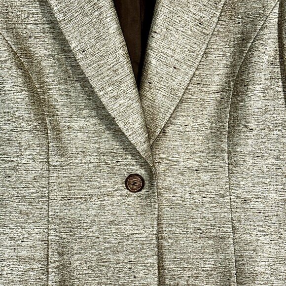 Le Suit 8P Champagne Beige 3-Piece Blazer Vest Skirt Set Quiet Luxury Career - Picture 4 of 12